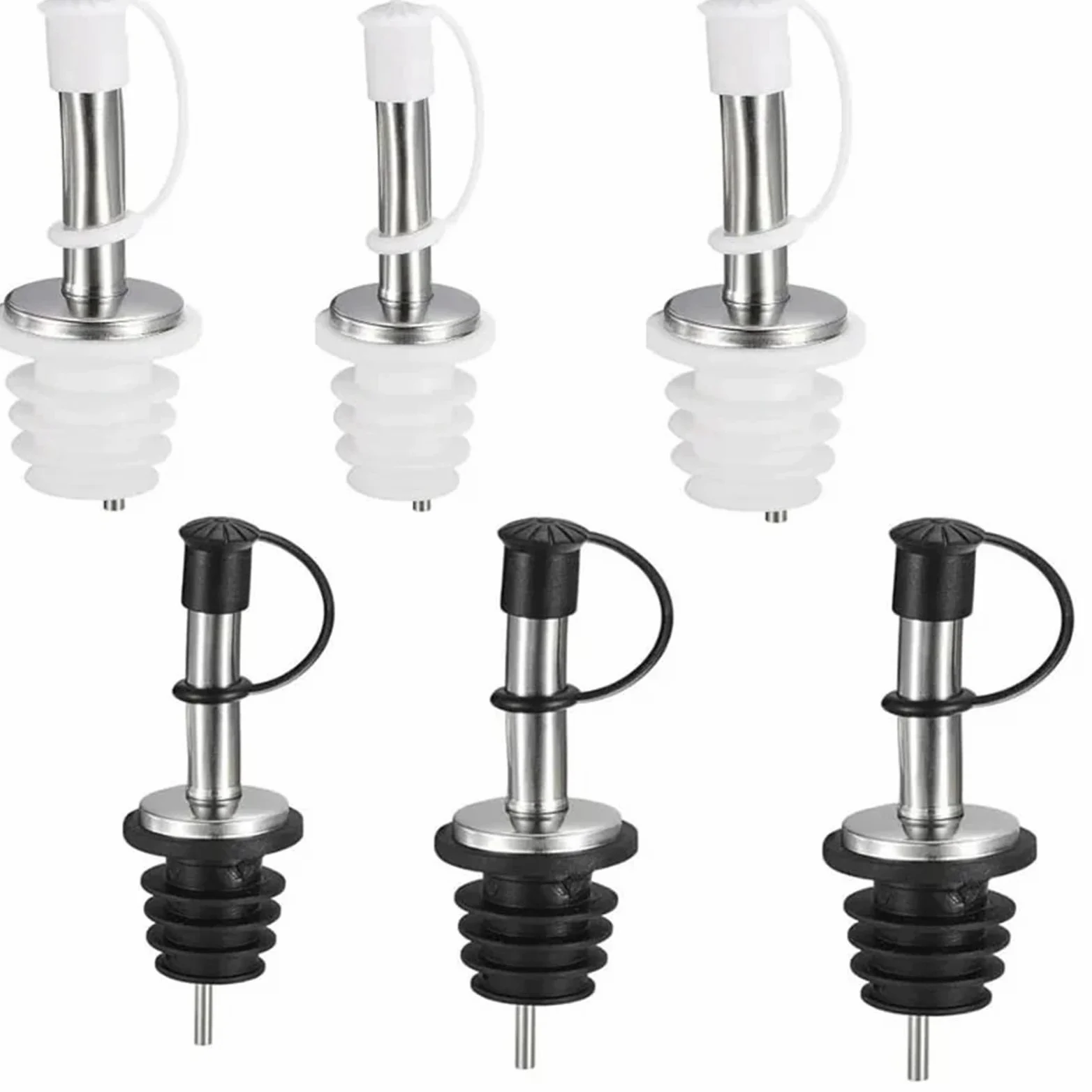 Bouchons à vin 30 pièces verseur de bec bouteille d'huile en acier inoxydable avec bouchon flacon liège distributeur d' for garder le Champagne frais(Black)