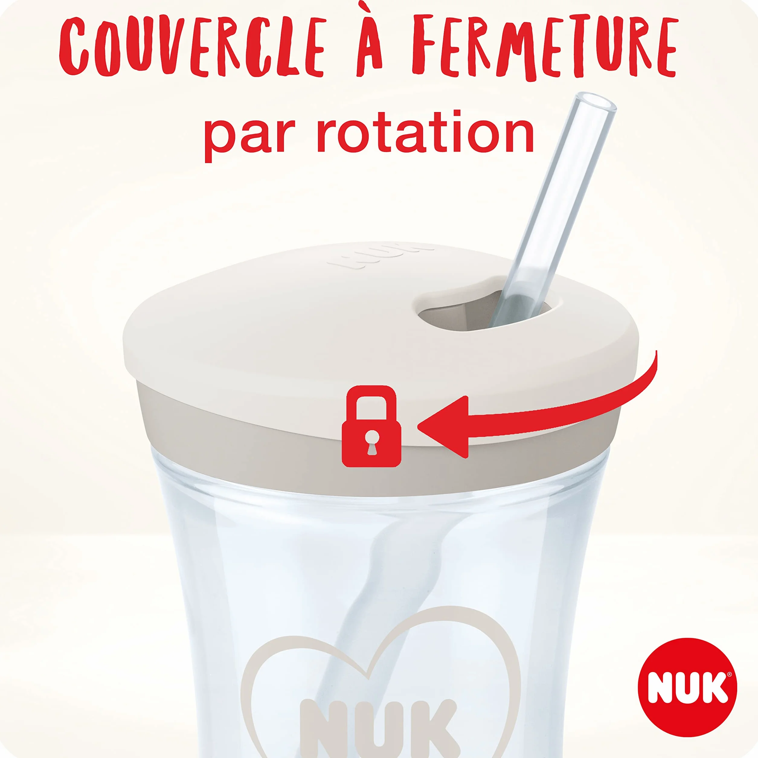 NUK Action Cup Tasse Enfant 230 ml Paille Souple Antifuites 12+ Mois Chat Jaune