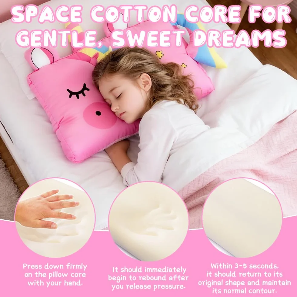 Oreiller Enfant 45x27cm Ergonomique Coussin Sommeil Licorne
