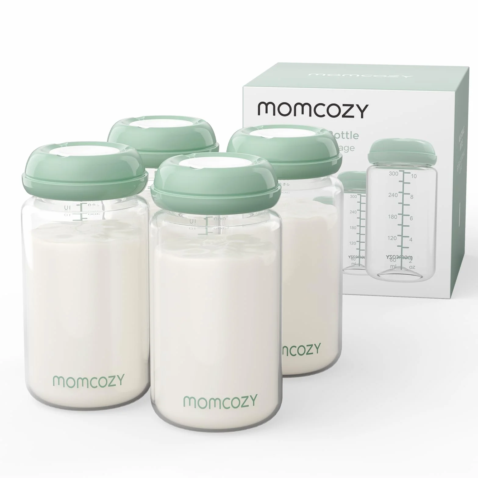 Momcozy Biberons de Stockage Lait Maternel 325 ml Lot de 4 Sans BPA Compatible Refroidisseurs