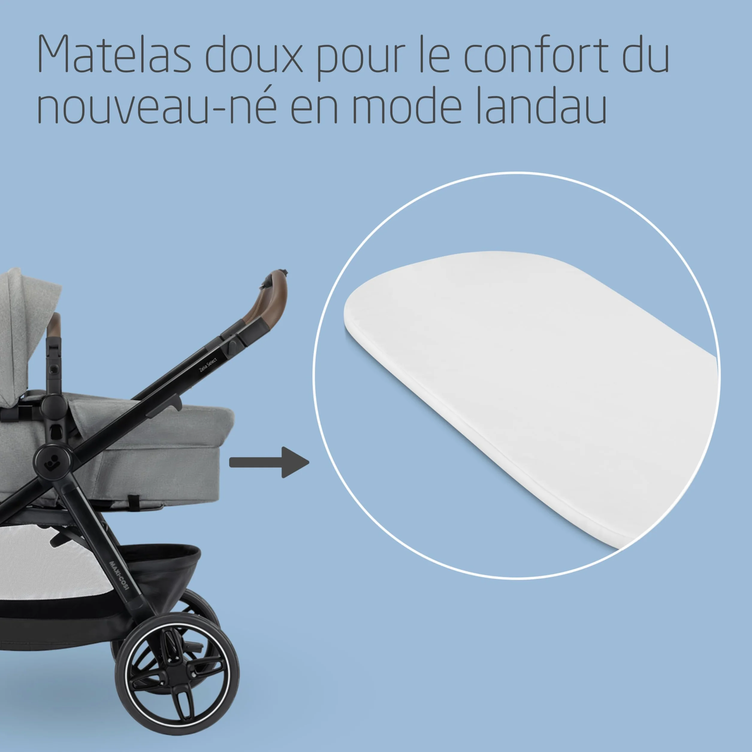 Maxi Cosi Zelia Select Trio Poussette 3 en 1 Siège auto Bébé CabrioFix S i-Size Gris 0-4 ans 0-22 kg Pliage Une Seule Main Compacte Réversible