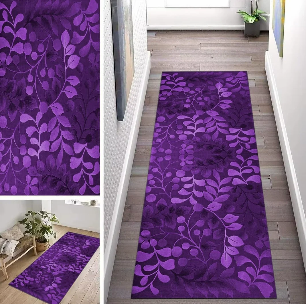 Tapis de couloir, cuisine, lavable, antidérapant, 100 x 150 cm, violet, long, tapis de cuisine, couloir, salon, chambre à coucher, vendu au mètre, personnalisable