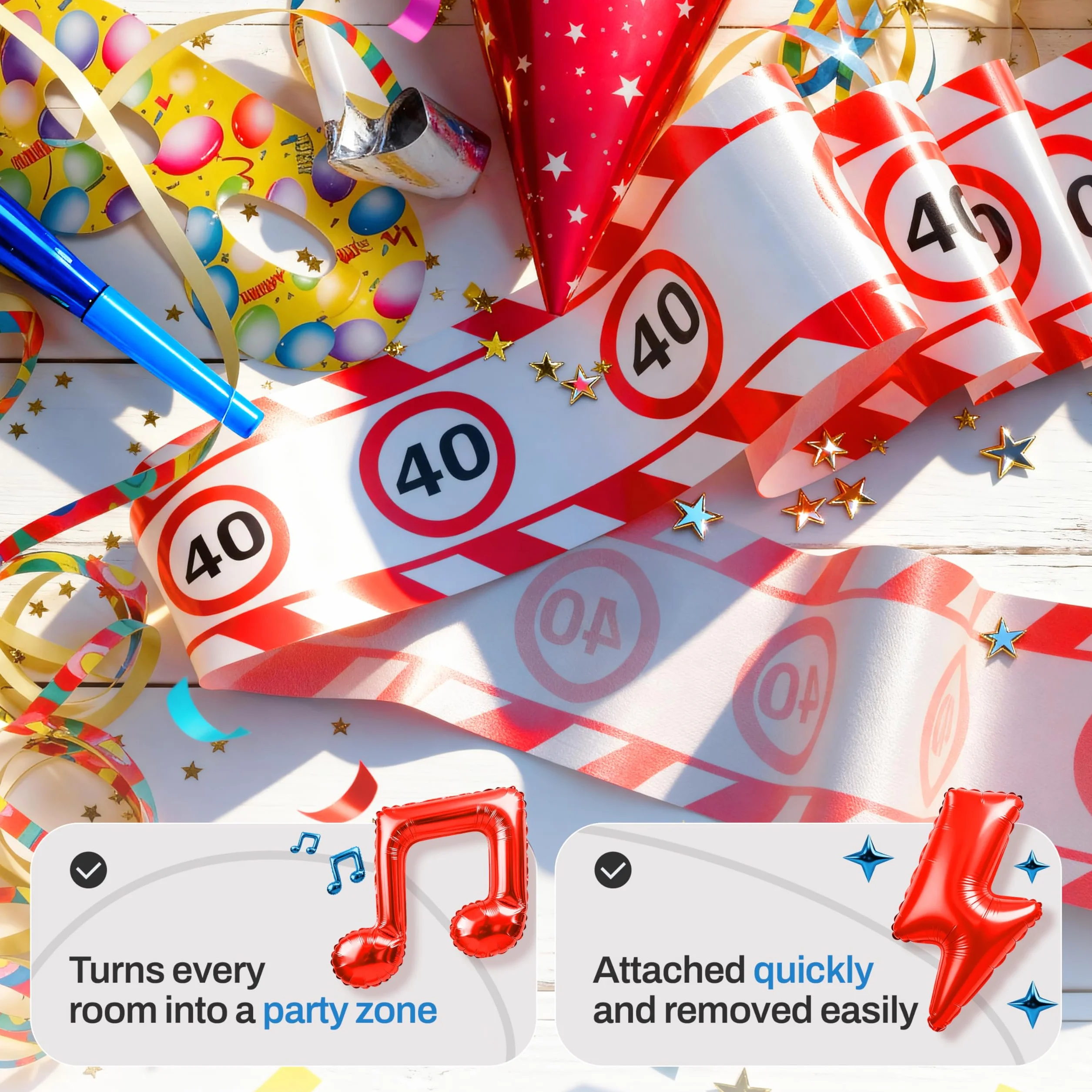 Ruban de signalisation rouge et blanc 50 ans décoration anniversaire homme femme