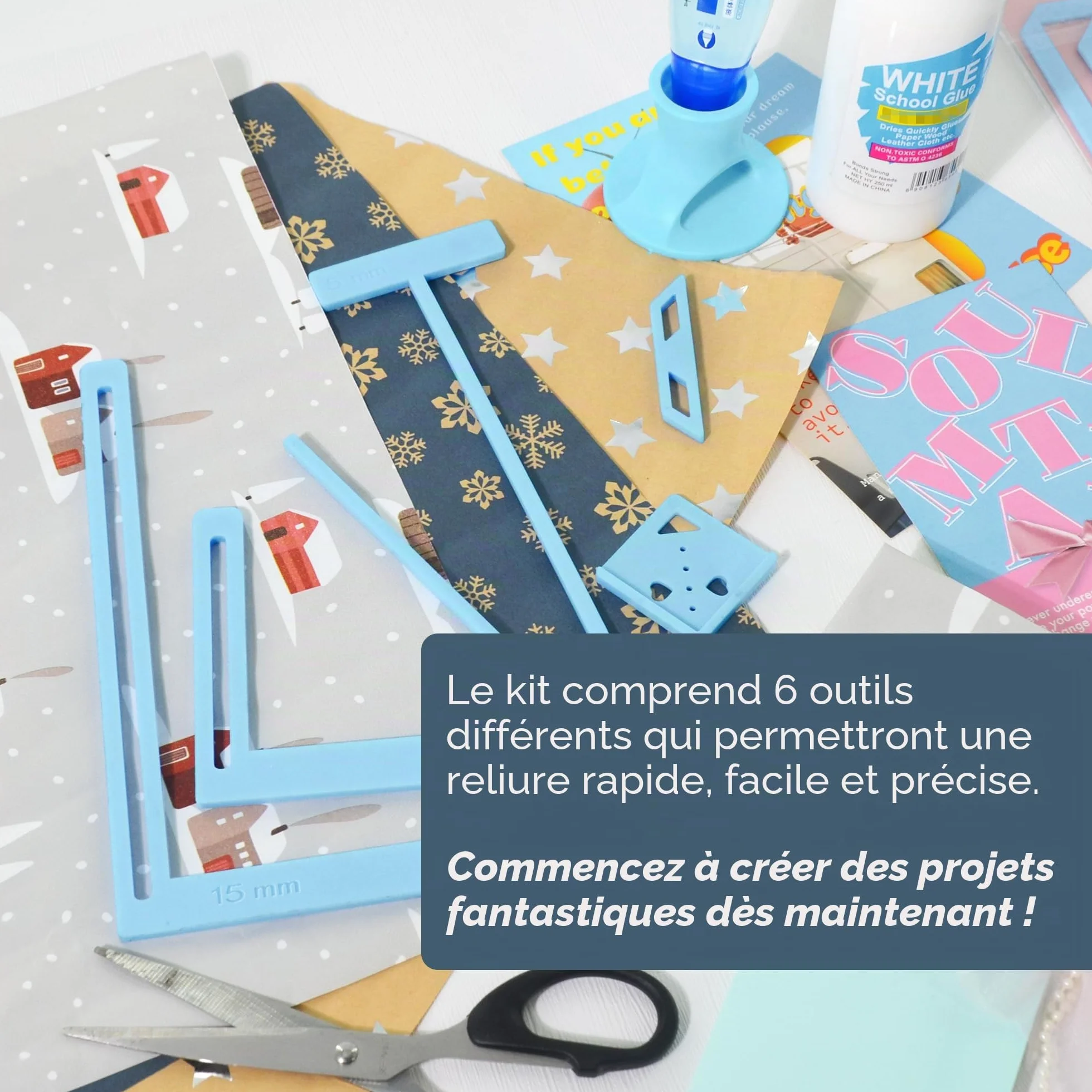Lot de 6 outils de scrapbooking pochoirs guides découpe pour débutants