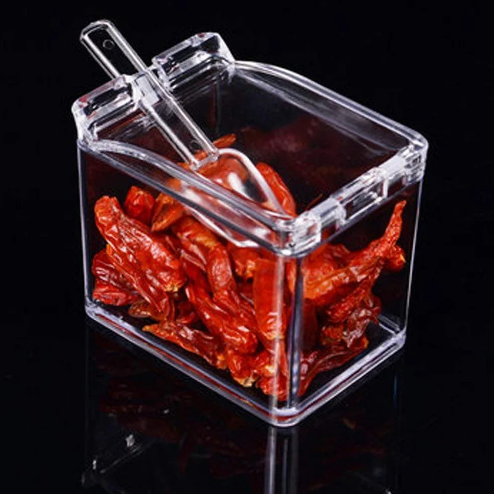 YIQI Assaisonnement Set 4 pièces Bouteilles Transparentes Sel Spice Jar Pots à épices Cuisine Condiment Jarres de Stockage avec Cuillères