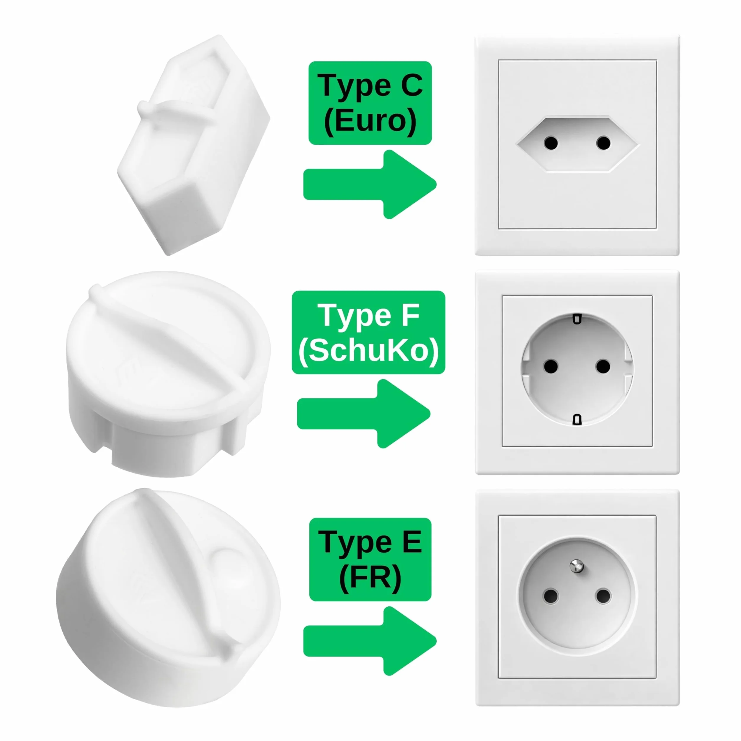 Cache-prise silicone blanc 2 pièces type E France protection éclaboussures poussière
