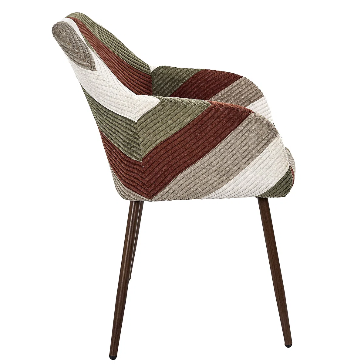 HOME DECO FACTORY - Lot de 2 Fauteuils Patchwork Côtelé Design Moderne et Confortable pour Salon ou Chambre - Dimensions Généreuses - Beige Taupe Terracotta Vert - Modèle Scott