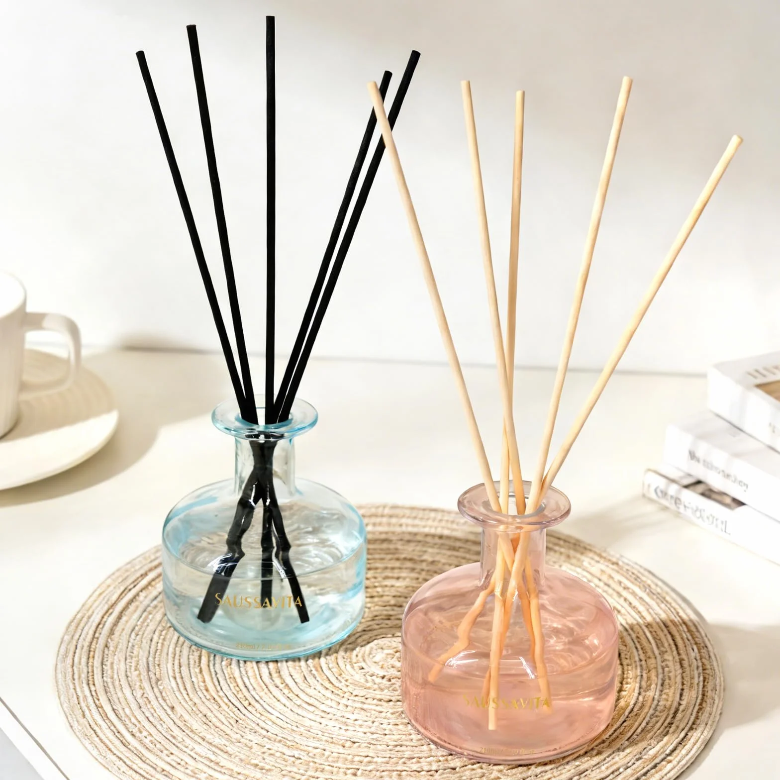 Bâtons de Diffuseur de Roseaux 100 Pièces, Couleur Bois Noir et Naturel