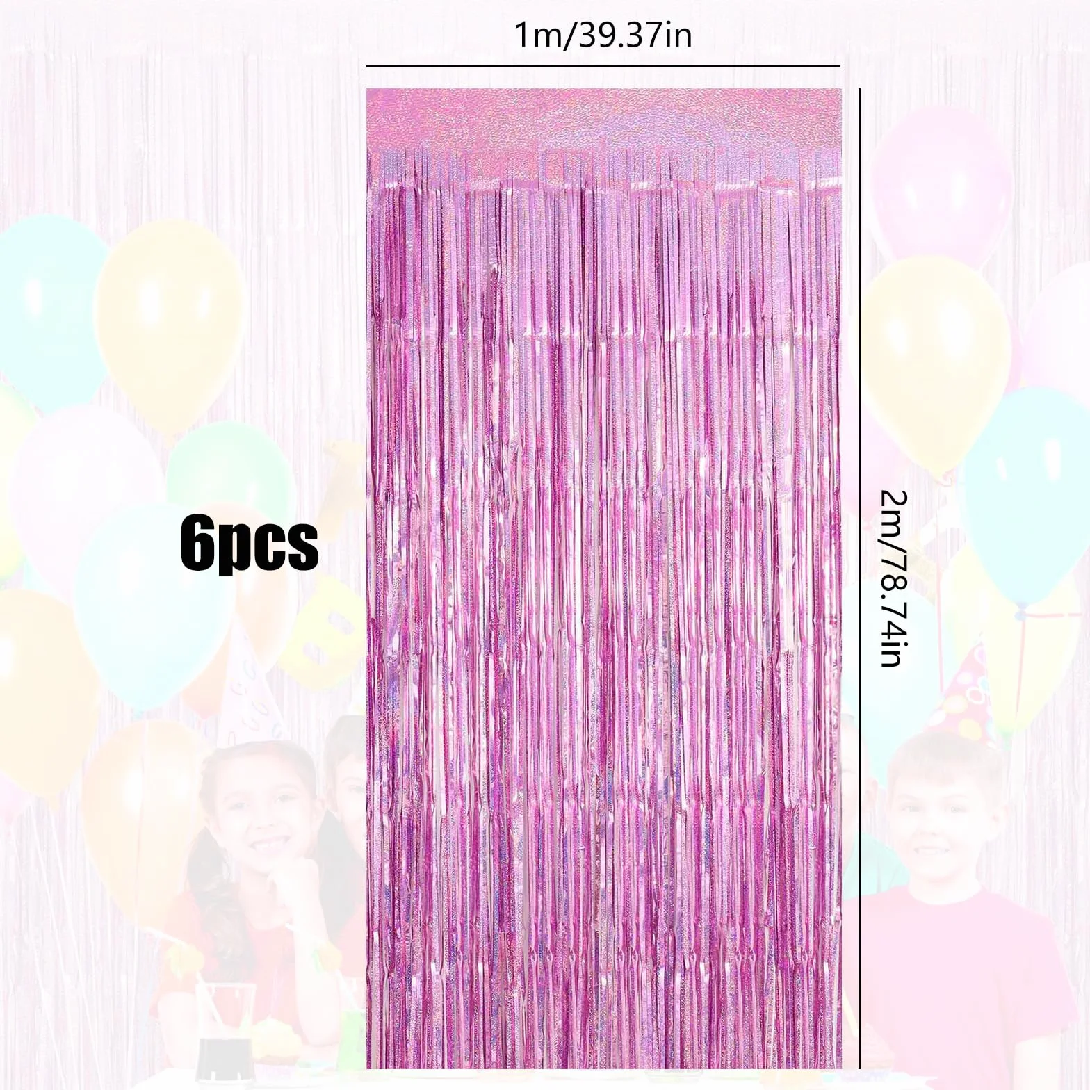 Rideau Anniversaire Rose 1m x 2m à Franges Scintillants pour Décoration Fête