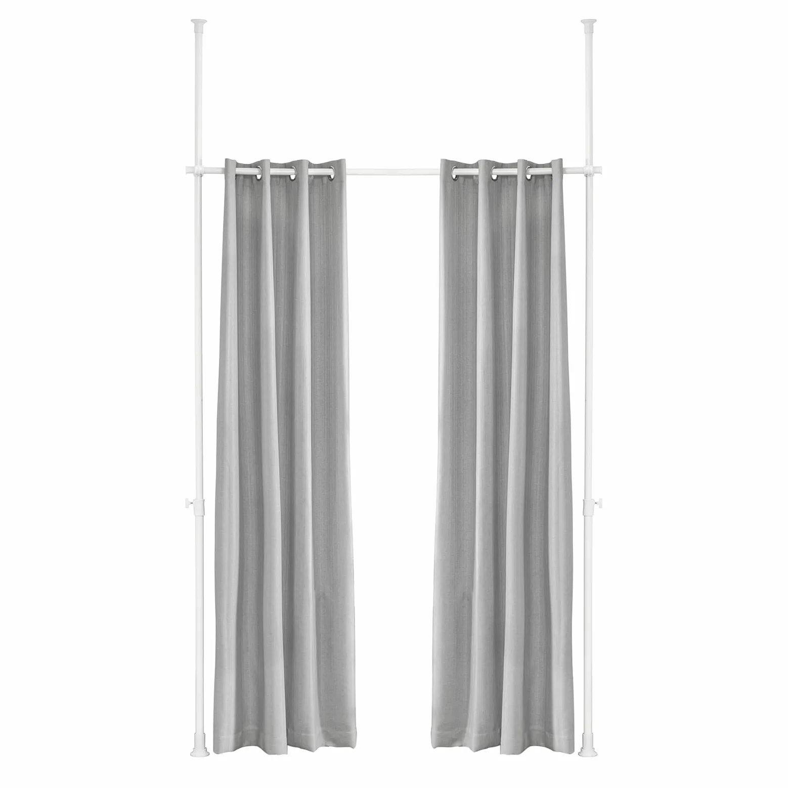 SoBuy Paravent Modulable Occultant Réglable 162-266x199-262 cm | Séparateur de pièces avec rideau télescopique, isolation thermique pour salon, bureau et chambre Gris Anthracite KLS12-HG