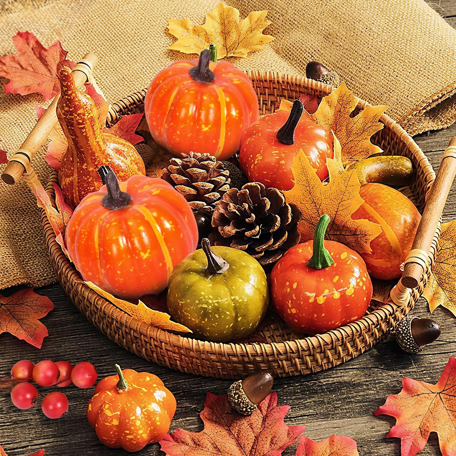 Citrouilles Artificielles 162 Pièces Décoration Automne Halloween Thanksgiving