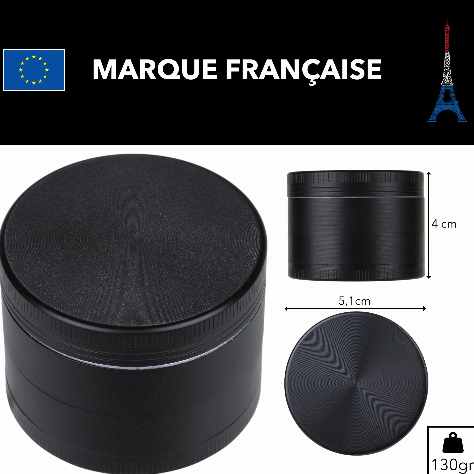 Moulin à Epices 4 Parties 55x40mm Filtre Mini Spatule