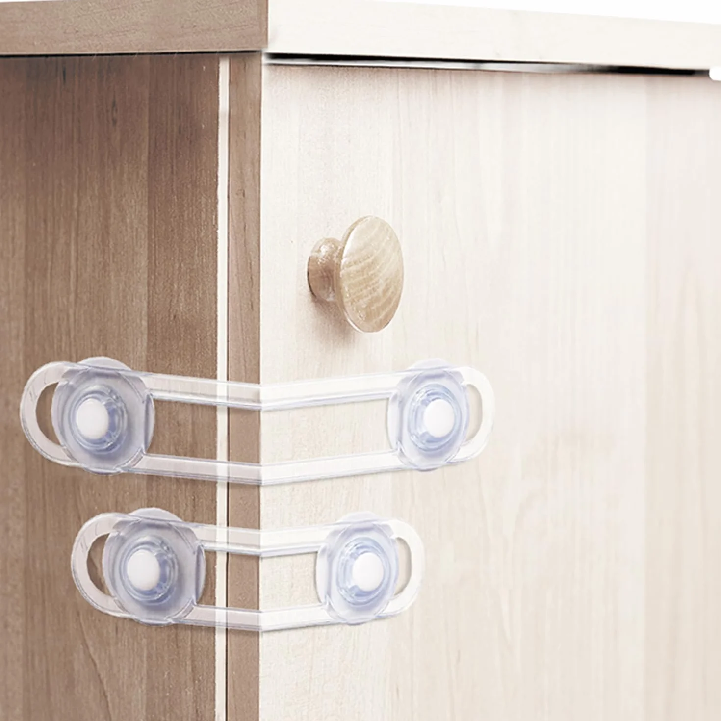 Bloc Placard Bébé Société Française Sécurité Enfant - Bloque Porte Placard Fenêtre - Protection Sécurite Domestique (4 pièces)