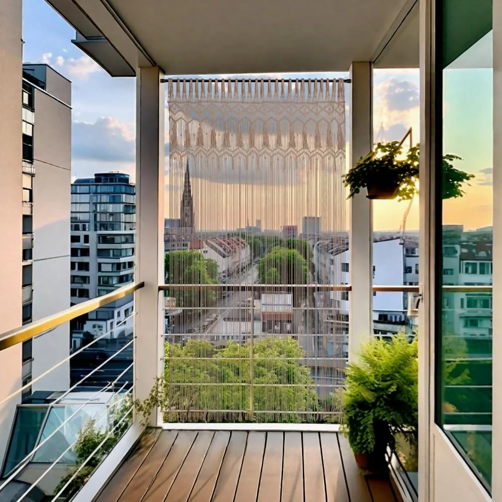 Cozyor Rideau de Porte en macramé - Style bohème - 132 x 200 cm - Séparateur de pièce - Tenture Murale et décoration - Beige - pour Arches de Mariage, Salon, Balcon - Fabriqué à la Main