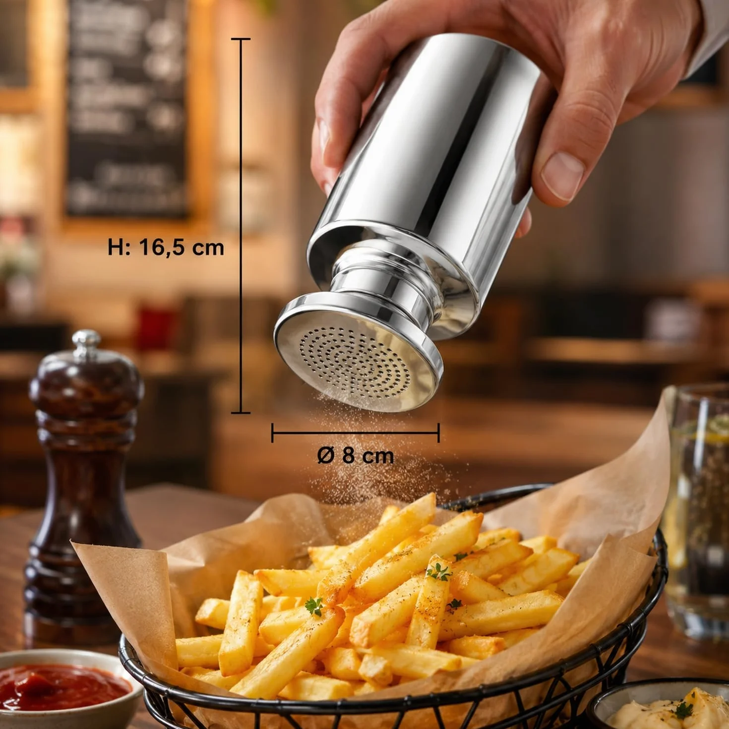 APS 772 SALLER POUR CHEVLES DE FRISES À VIS, ACIER INOXYDABLE, 8CM X 8CM, HAUTEUR 17CM