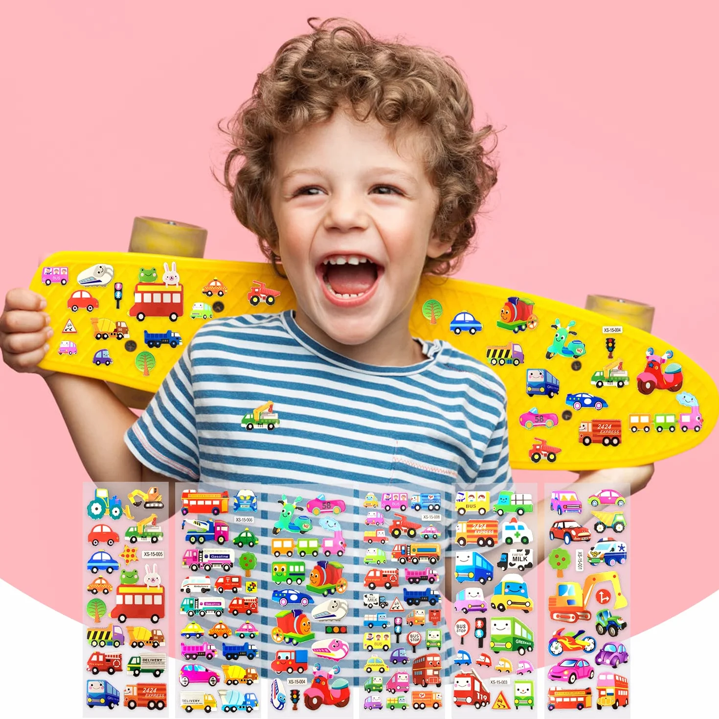 OWill 1000+ Gommettes Enfants 3D Autocollant 40 Feuilles Autocollants Animaux Dinosaures Fruits Camions Étoiles