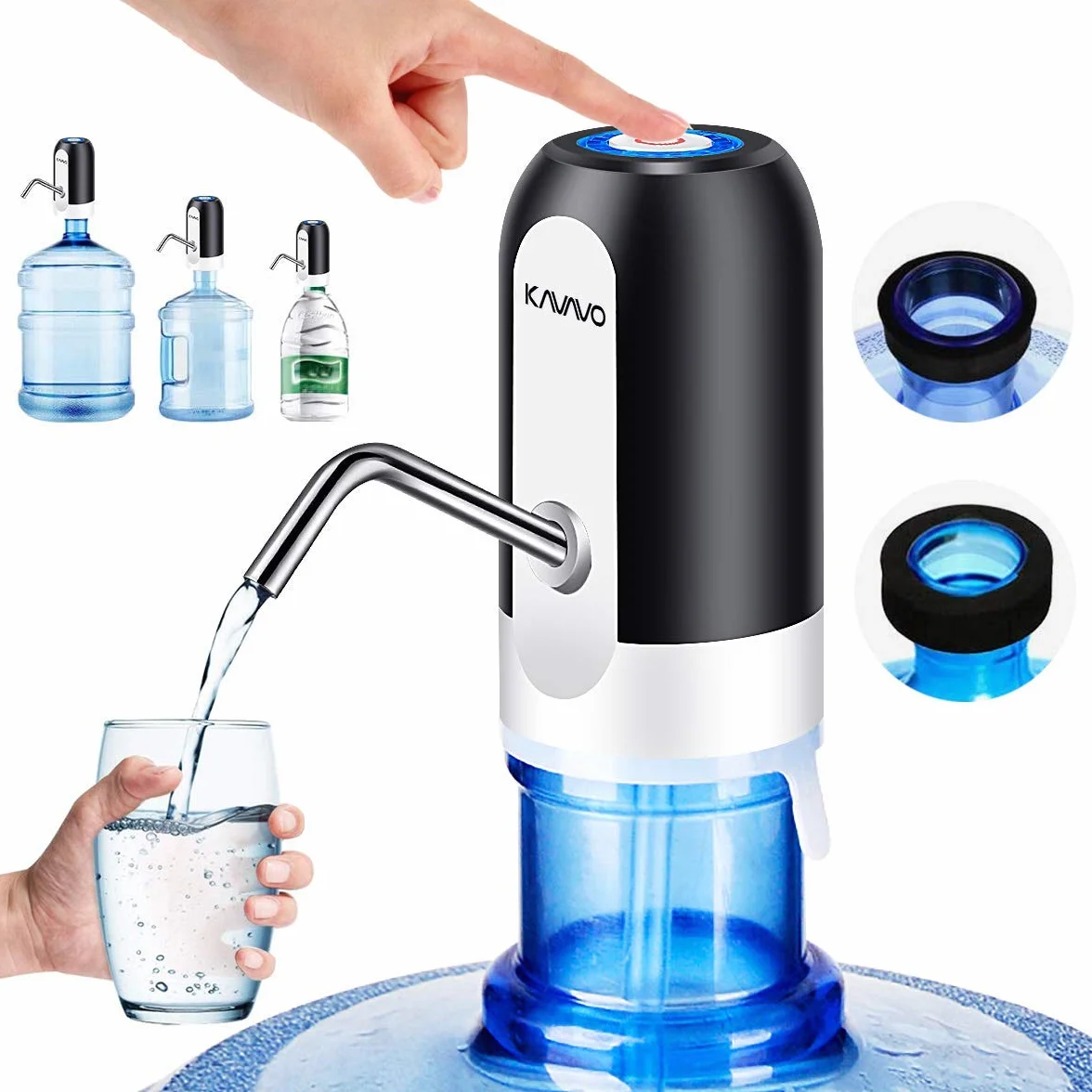 Pompe à Bouteille d’Eau Électrique Portable, 2 Adaptateurs, 2 Tuyaux, Silicone, Plastique, Noir Blanc