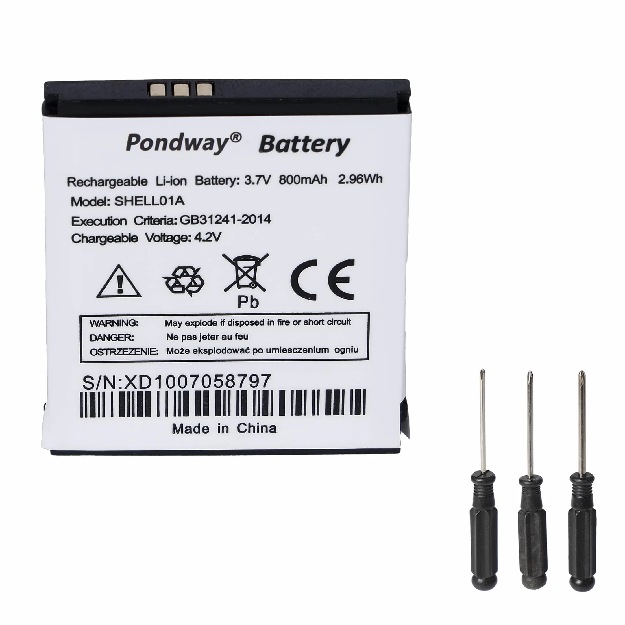 Batterie de remplacement 800mAh 3.7V SHELL01A pour Doro Phone Easy 605 610 611 612 632 622 520X 409 410 409 409 GSM 410 GSM 605 GSM 606 607 608 609 613 624 625 626 631 632 632S