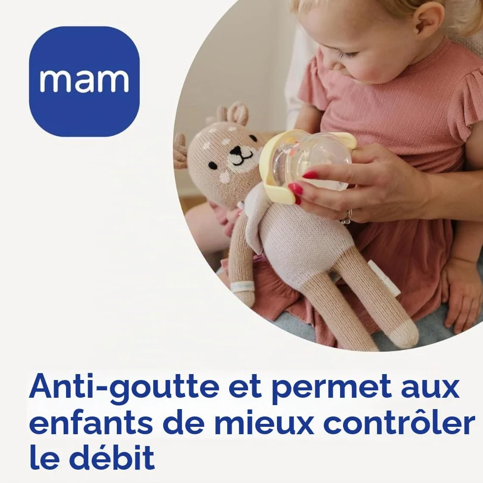 Tasse de démarrage 150 ml avec poignées antidérapantes et bec, bleu clair