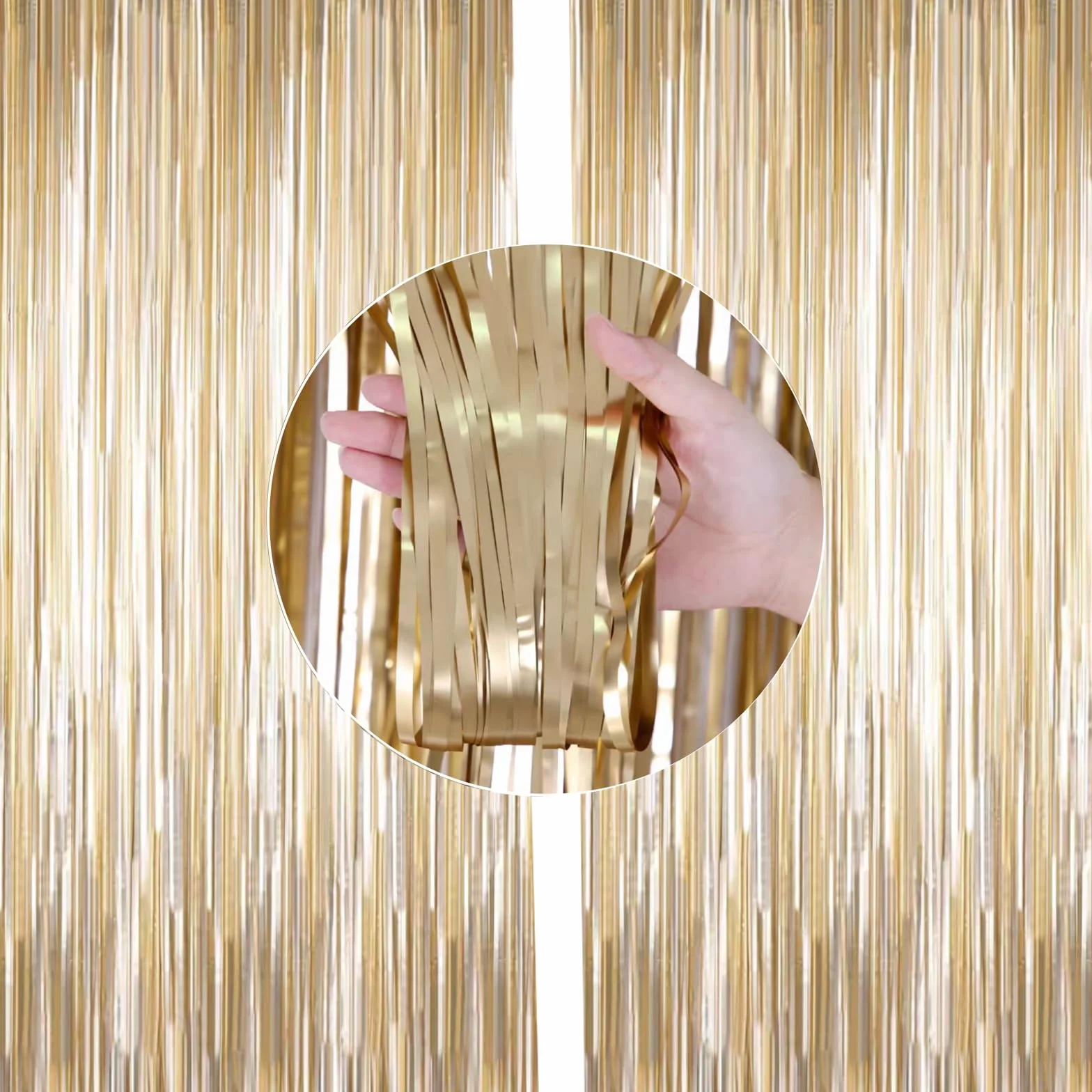 Rideaux à franges pailletées Champagne doré 1 x 2 m pour décorations de Noël