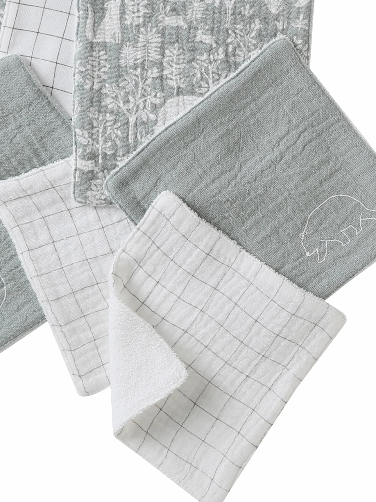 VERTBAUDET Lot de 6 lingettes lavables bleu grisé