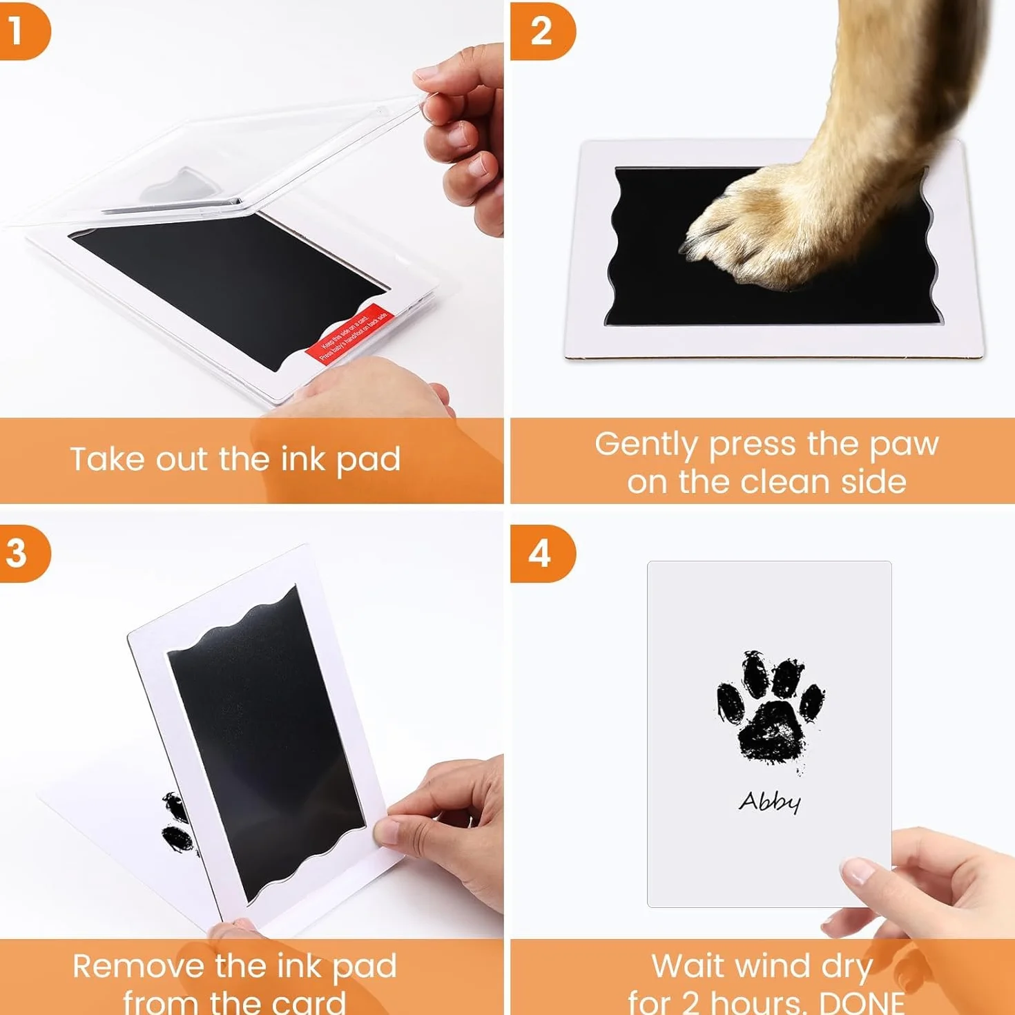 Empreinte Chien Nabance 6pcs Kit Empreinte Chien Chat 12 Cartes Clean Touch Empreintes Bébé Kit Empreinte Pieds et Mains Boîte Cadeau