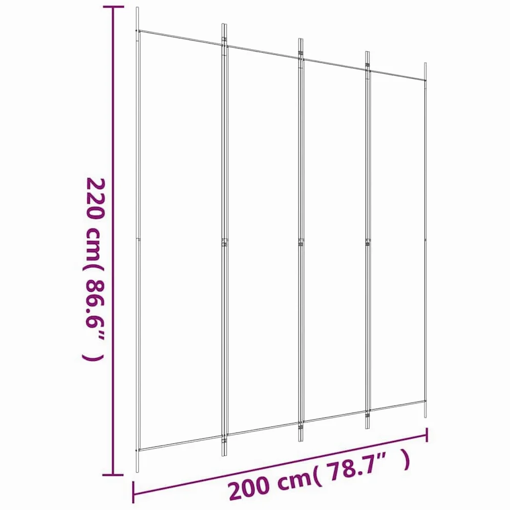 vidaXL Cloison de séparation 4 Panneaux Noir 200x220 cm Tissu