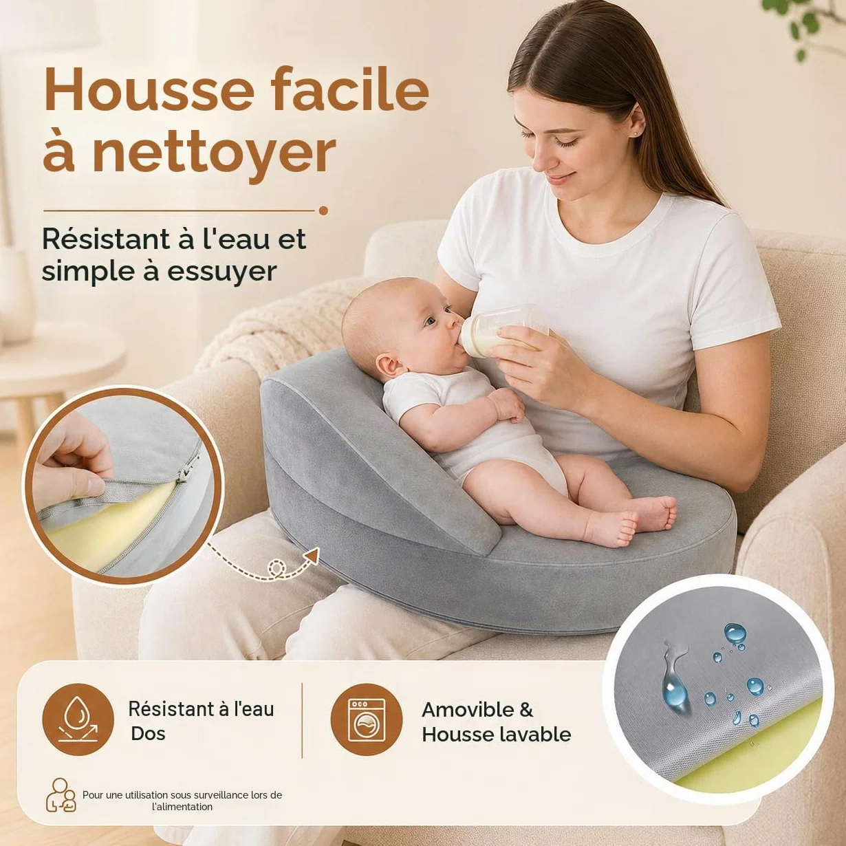 Coussin d'allaitement en mousse à mémoire de forme grande taille pour confort et soutien ergonomiques