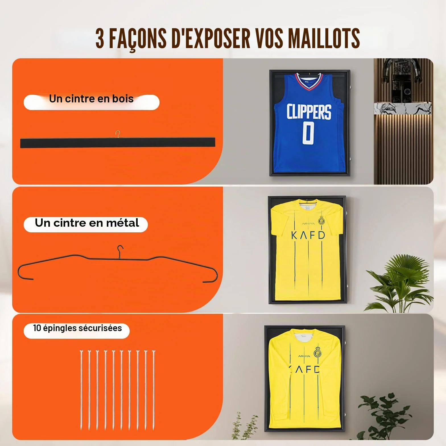 VEVOR Présentoir pour Maillot de Sport 610x812x40 mm, Boîte à Ombre Verrouillable, Protection UV 98% Verre PC
