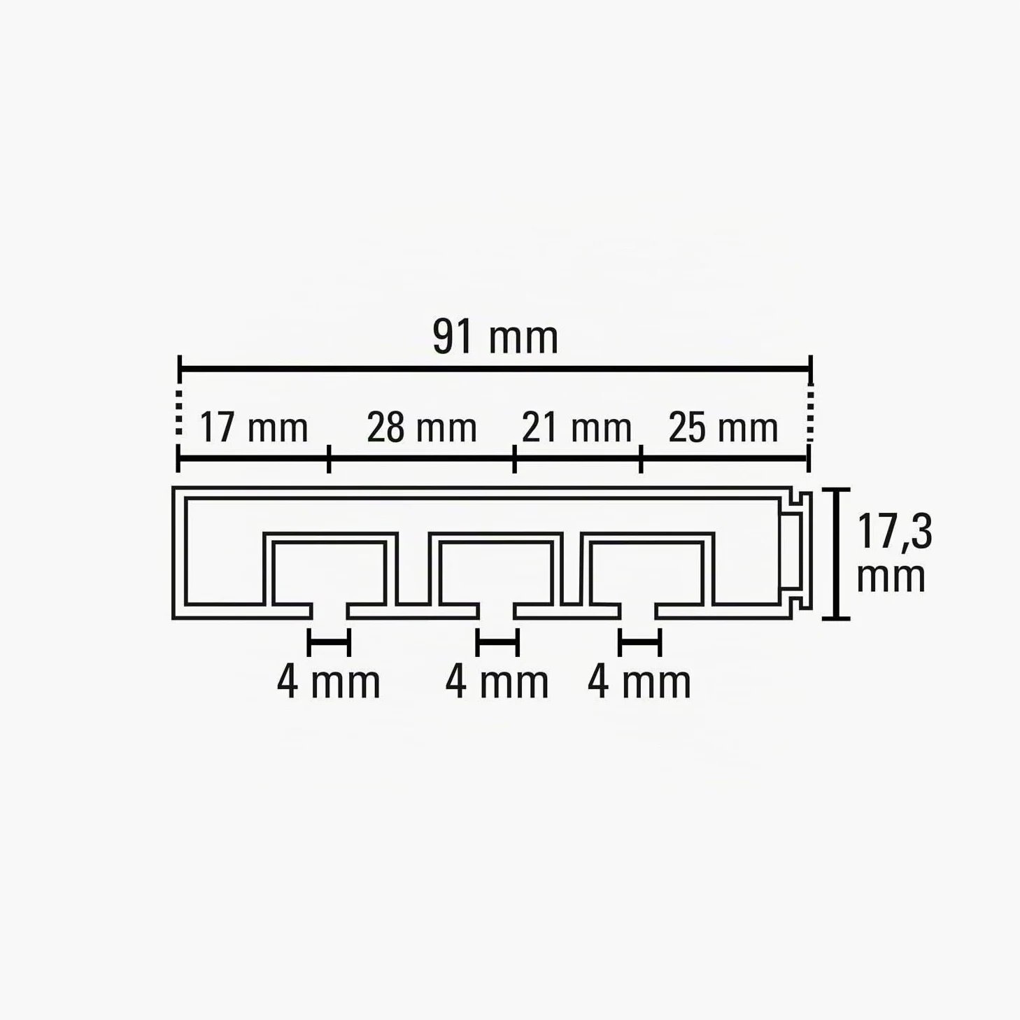 Gardinia Rail pour Rideaux GE3 avec Montage sur châssis, 3 Rails, Plastique, 150 cm, Blanc