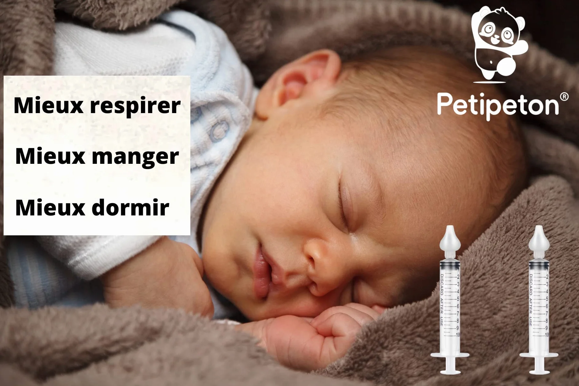 Seringue Nasale Bébé Lot de 2 - Dispositif de Rinçage Nasal - Nettoyeur Nez Irrigation Nasale Sans BPA