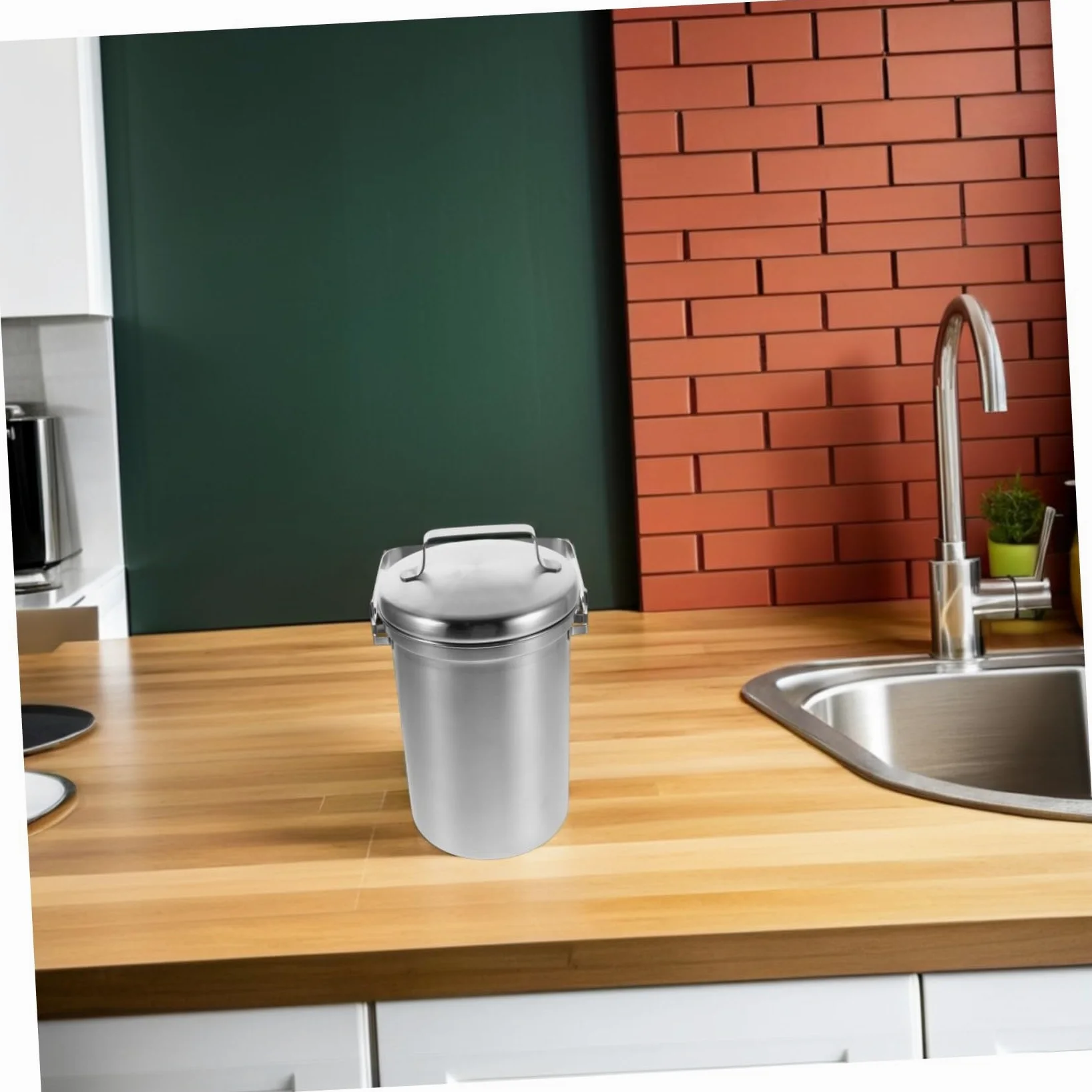 Lurrose Poubelle Compost la Cuisine en INOX 3L Couvercle Étanche, Bac à Déchets Alimentaires pour Recyclage Domestique et Usage en Intérieur