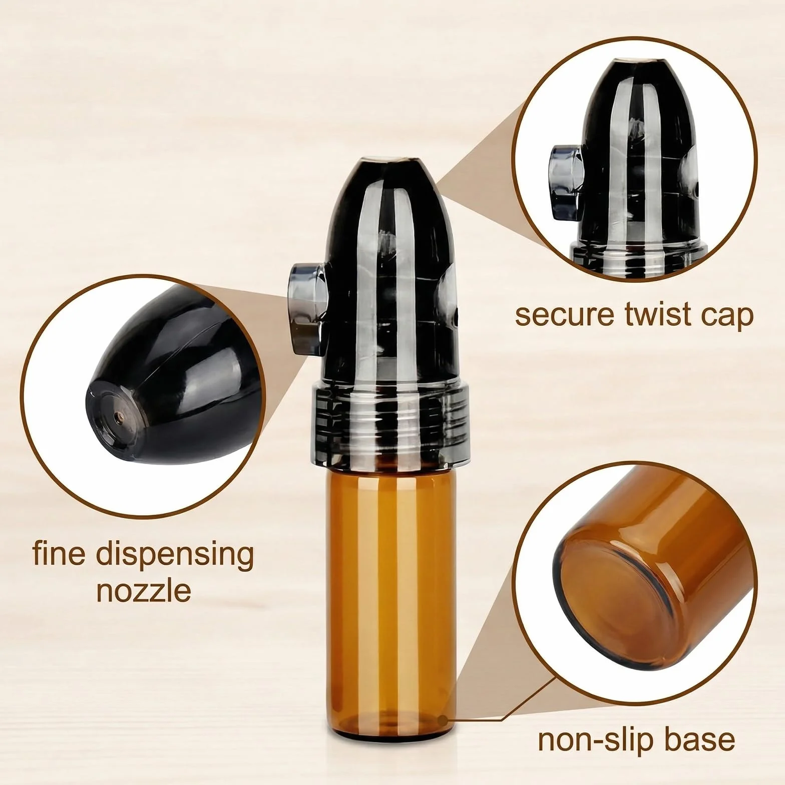 Distributeurs de Poudre d'Épices Lot de 4 avec Cuillère, 2 Bruns 2 Blancs, Flacons 51mm 68mm, Entonnoir Inclus