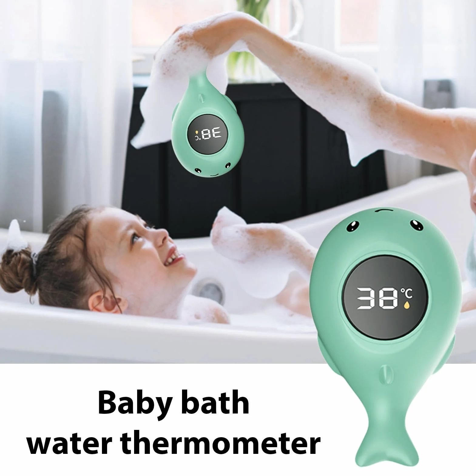 Thermomètre de Bain Numérique pour Bébé, Étanche avec Affichage LED