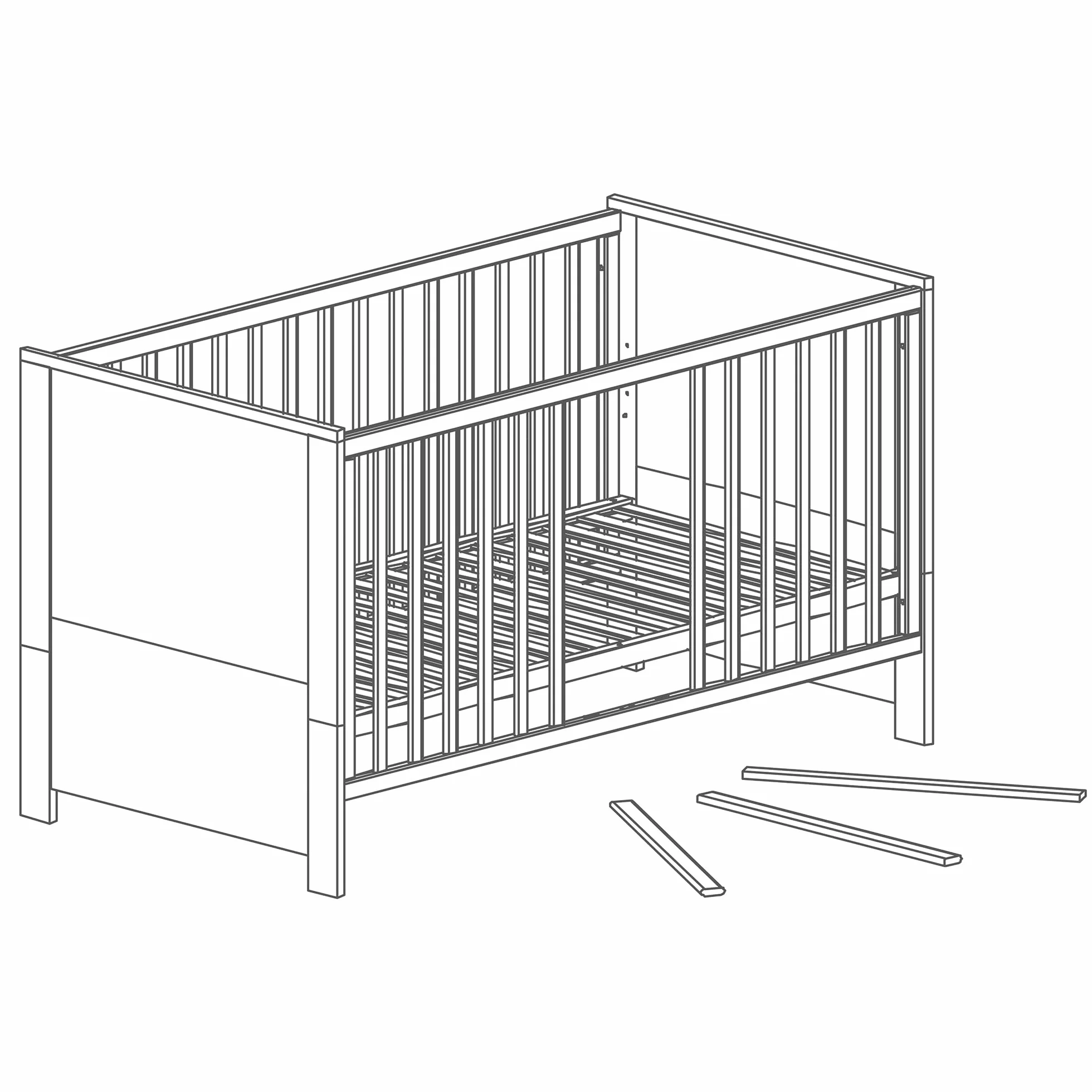 Chambre Bébé Complète Olaf Lit Évolutif 70 x 140 cm Commode à Langer Armoire 3 Portes Blanc Décor Bois