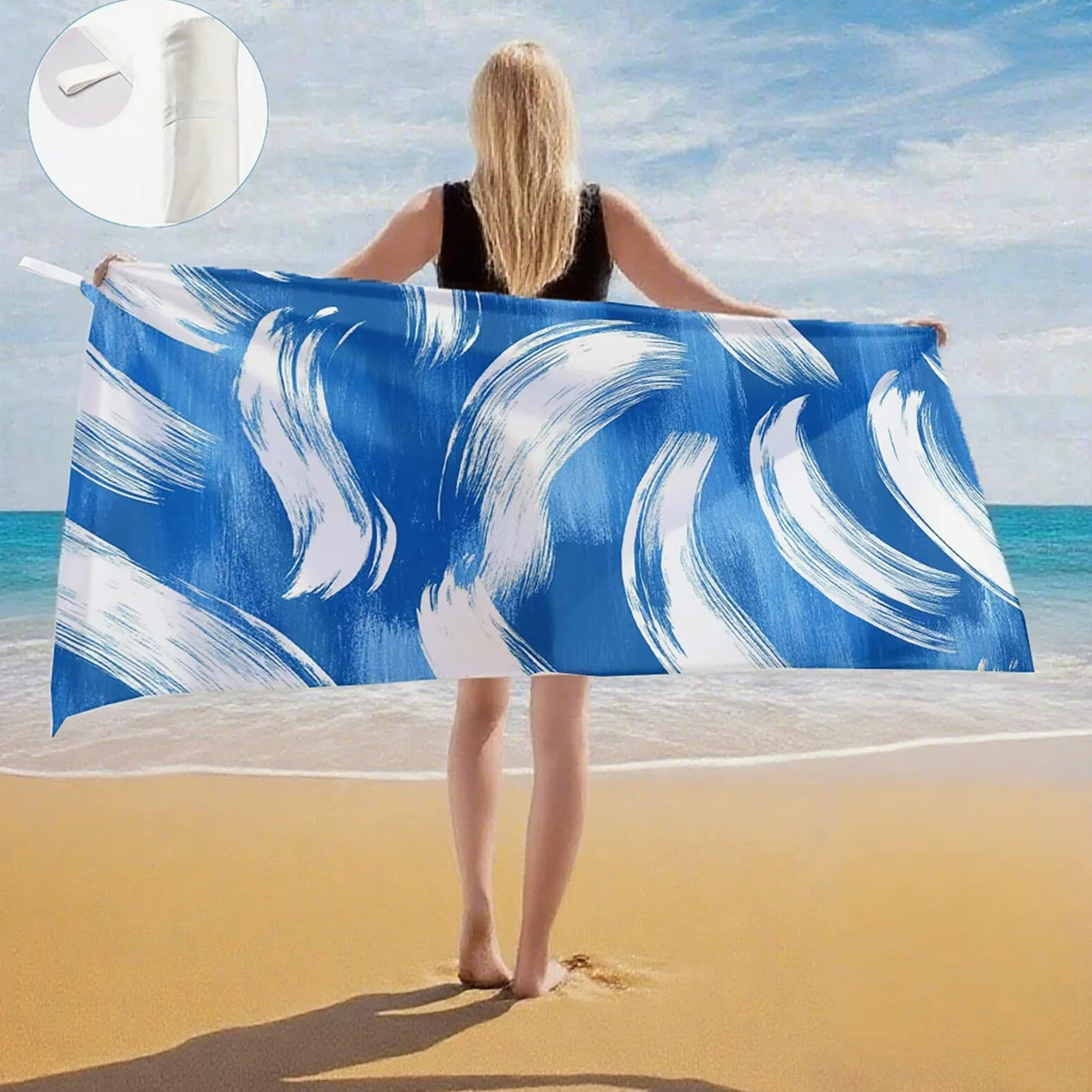 Serviette de Plage XXL 100x200 cm,Moderne Serviette Plage Microfibre avec Séchage Rapide, Anti-Sable, Absorbante Fonction Design pour Vacances Piscine Pique-Nique Voyages Yoga, Cadeau Femme Q-414