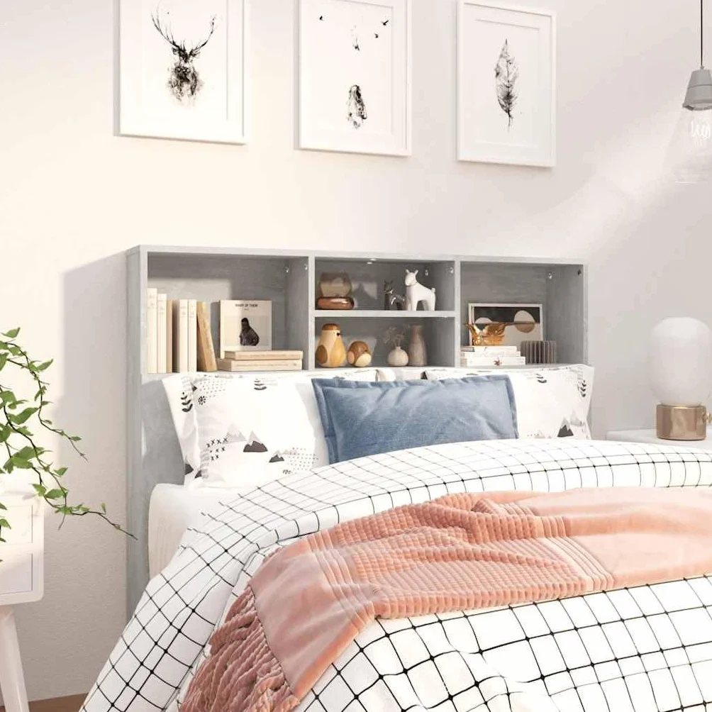 vidaXL Armoire de tête de lit Gris béton 120x19x103,5 cm