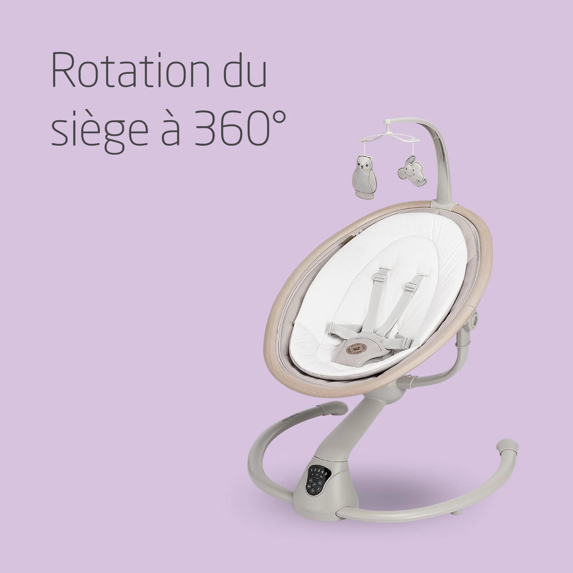 Maxi-Cosi Cassia balancelle bébé électrique 0-6 mois 9 kg rotation 360° 5 vitesses balancement Classic Beige