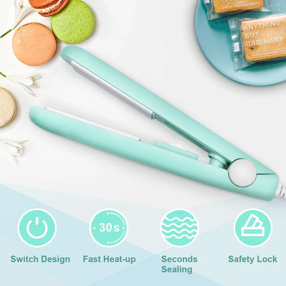Mini machine de scellement portable pour sacs de nourriture, Smart Control, feuille chauffante, Vert