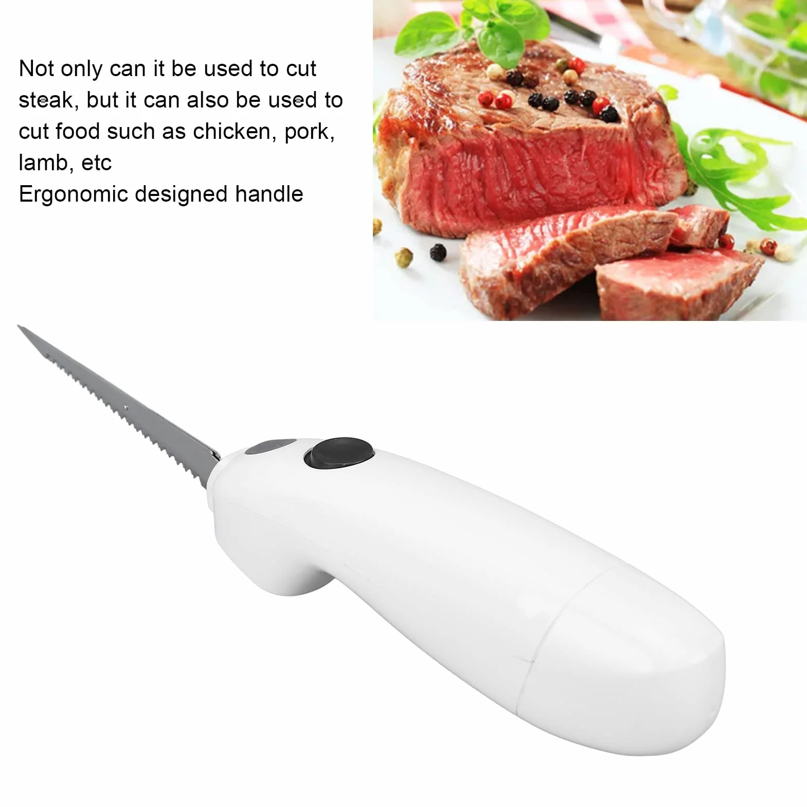 Couteau à Filet électrique sans Fil, Portable pour Découper Steck, Porc, Poulet, Pain, Lames Acier Amovibles