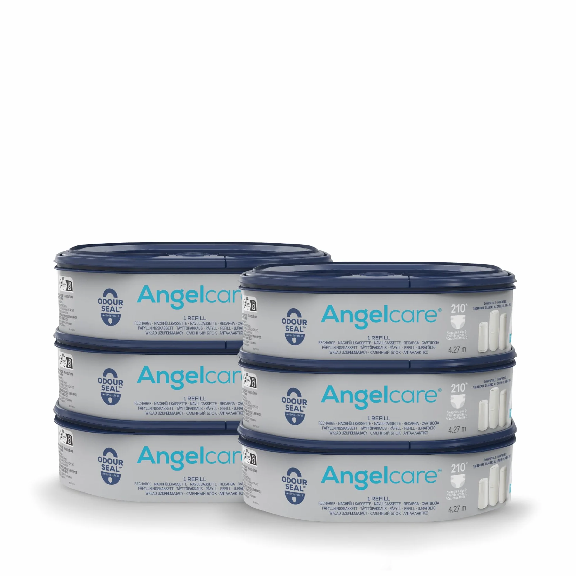 Angelcare 6 Recharges Poubelle à Couches Octogonale Anti Odeur Fabriqué en France