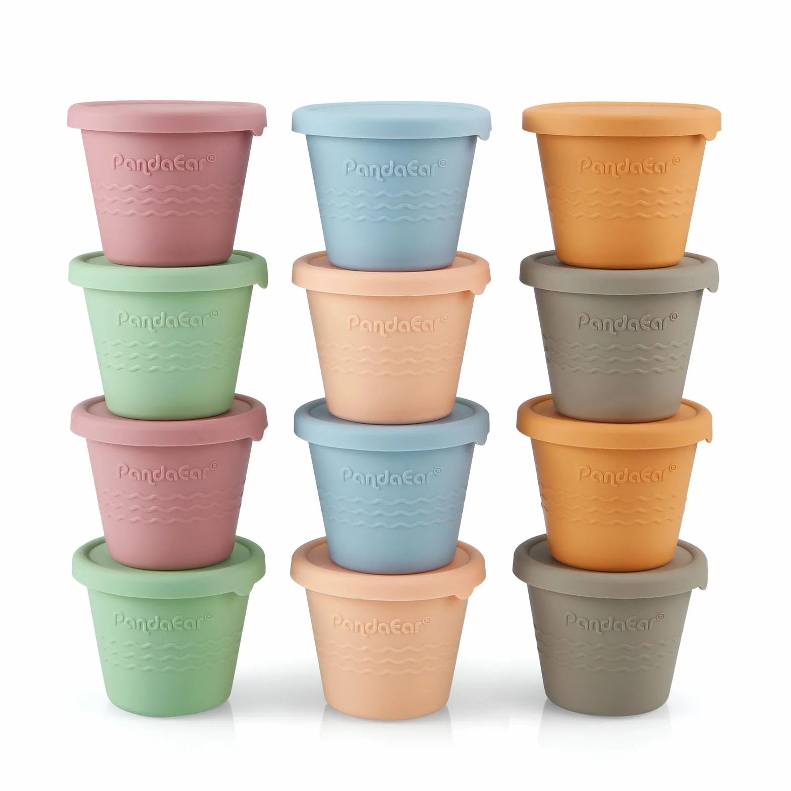 PandaEar Lot de 12 Contenants de Stockage en Silicone pour Aliments pour Bébés 120 ml Récipients Réutilisables