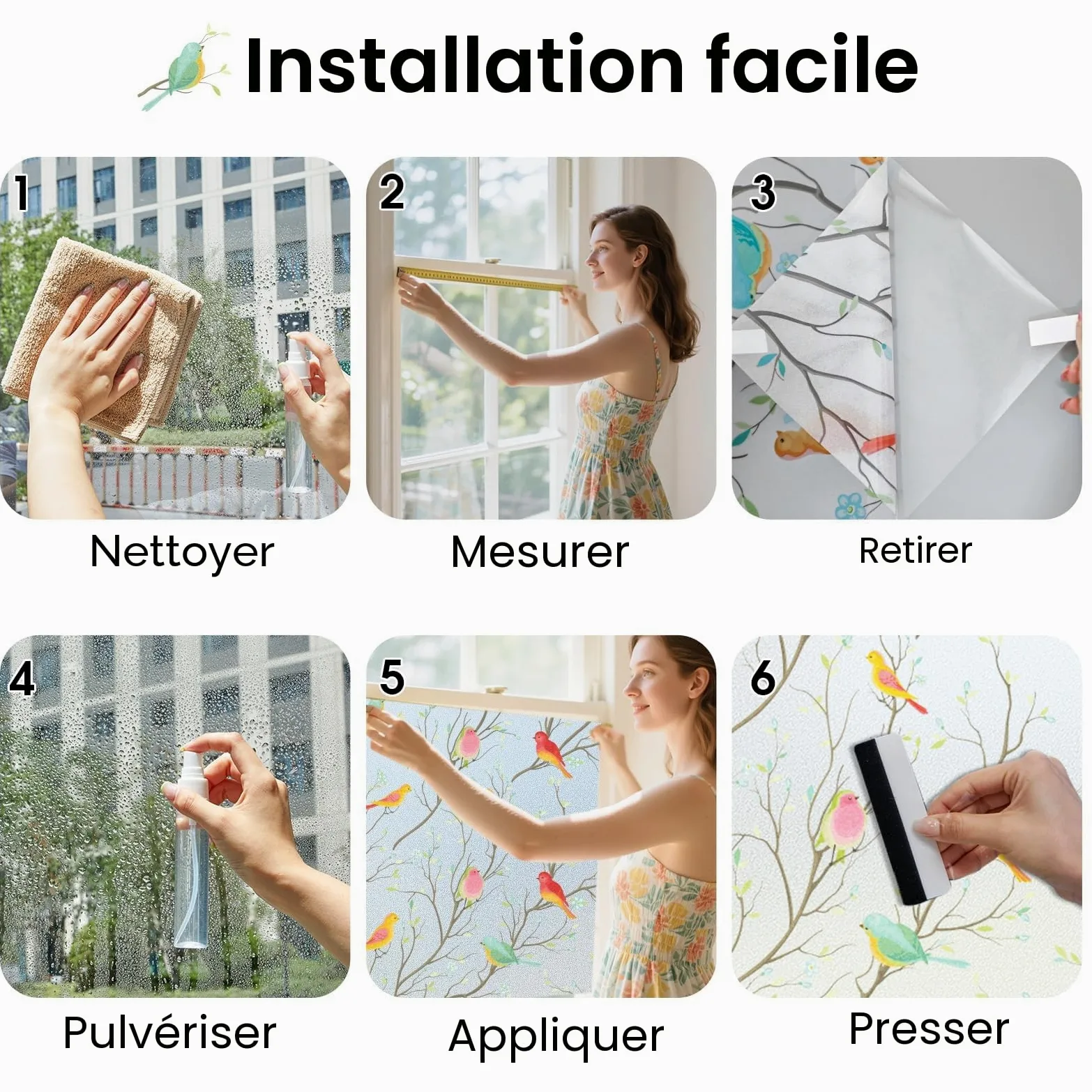 Lifetree Film pour Fenêtre sans AdhéSif - Anti Regard, Vitrail Autocollant Décoratif Opaque, Anti-UV, pour Fenêtres et Portes 90 x 600 cm