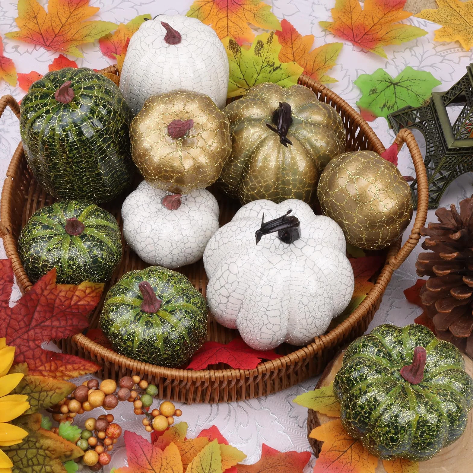 Faux Citrouilles Mousse Simulation Automne Récolter Ferme Cuisine Halloween Décoratif 10 Pcs