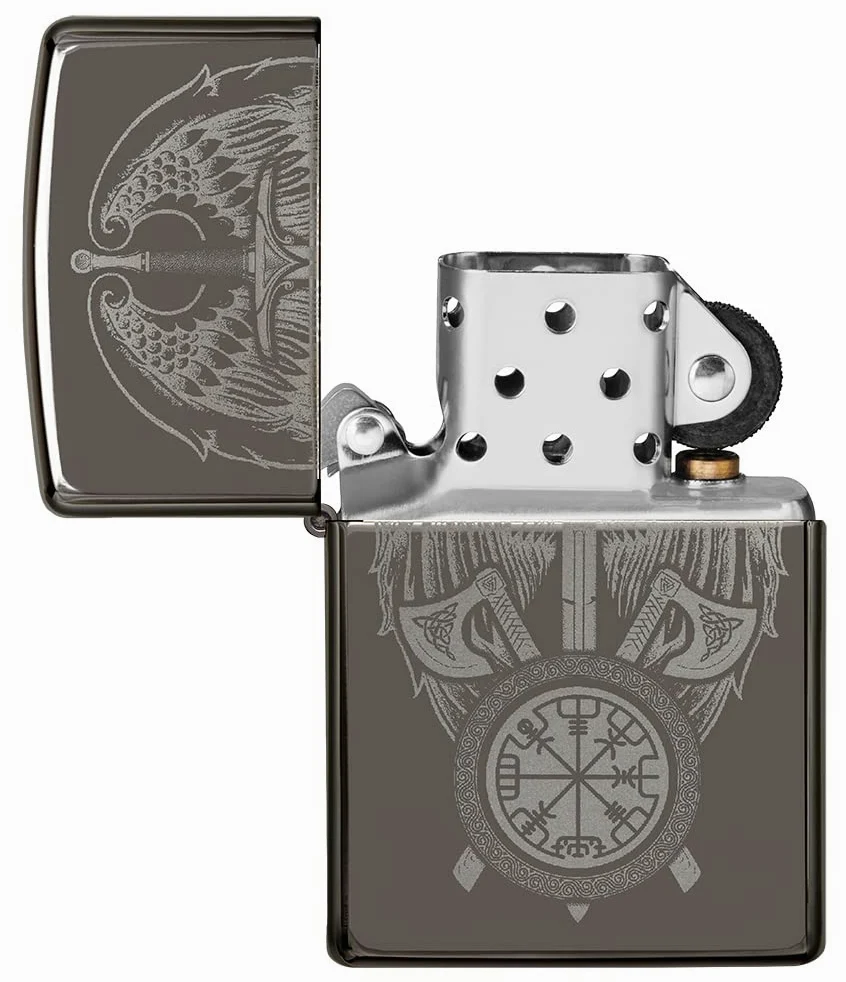 Zippo Briquet Tempête - Wings & Sword Model - Finition Black Ice avec Image Photo - Rechargeable - Réutilisable - Design Coupe-Vent - Coffret Cadeau Fabriqué aux États-Unis