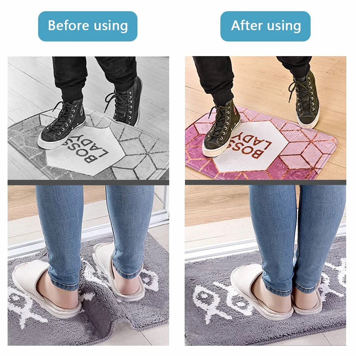 Vicloon 30pcs Anti Curling Carpet Grippers Coin Anti Derapant Tapis sous Tapis Autocollant pour Cuisine Salle de Bain Bureau