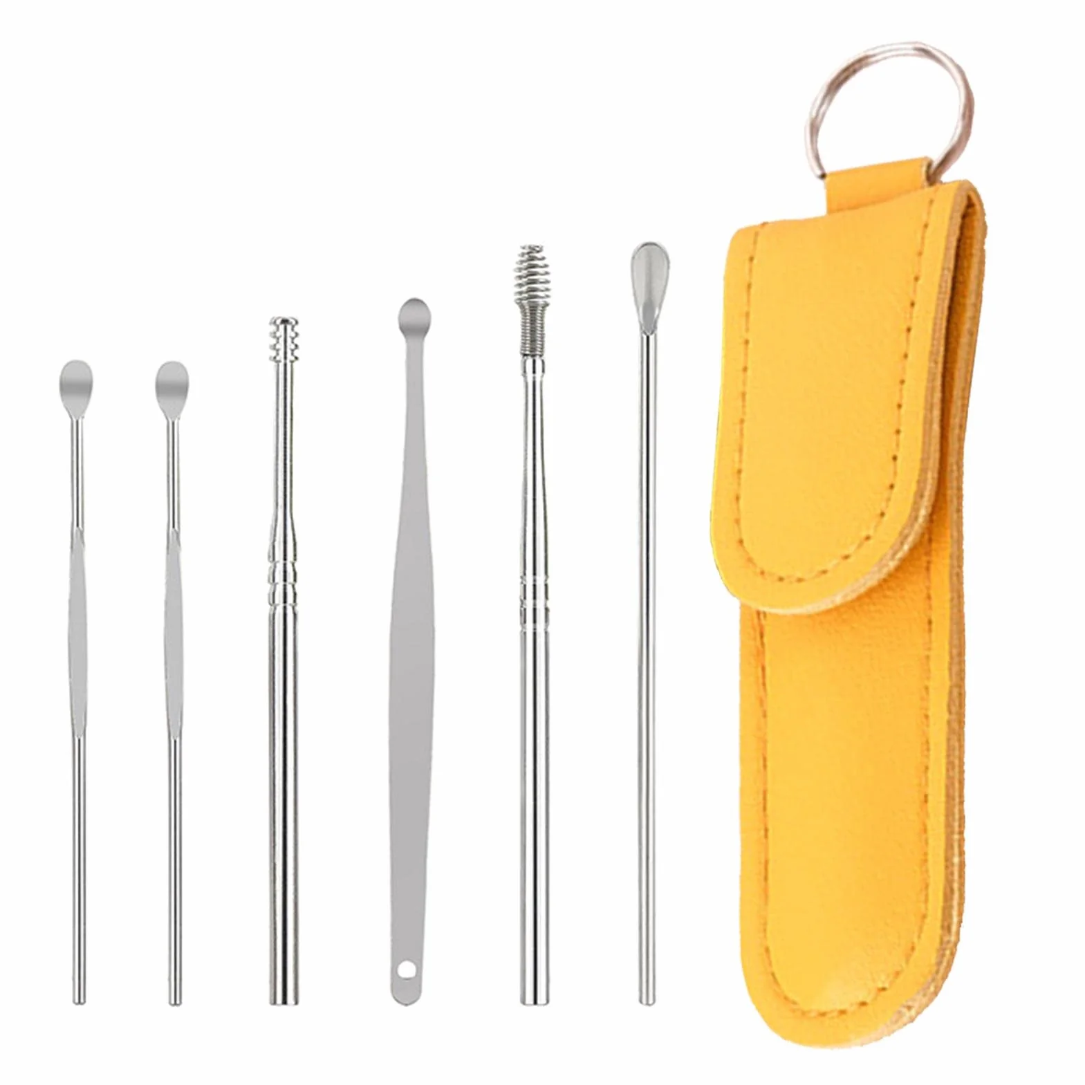 Retrait cérumen Ear Pick - Outil Retrait Cire d'oreille en Acier Inoxydable, Ensemble 6 Outils