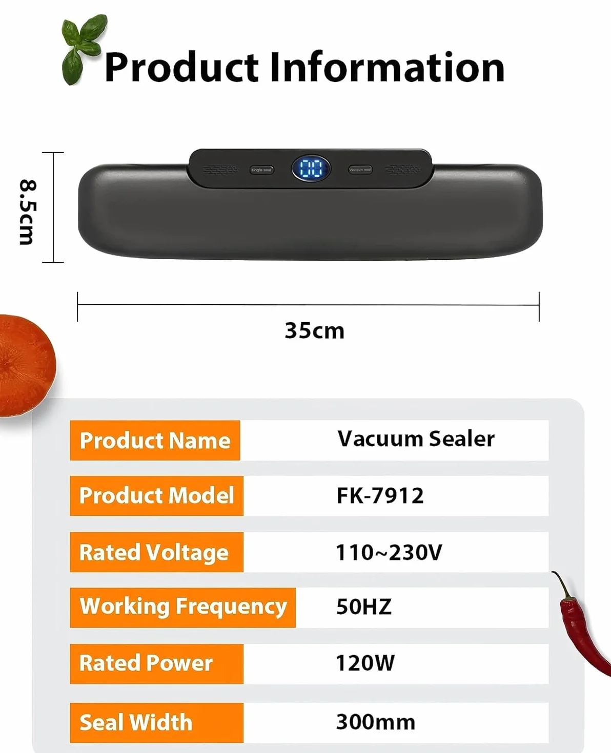 Machine à emballer sous vide automatique One Touch pour aliments, conservation sous vide, compacte (Noir)