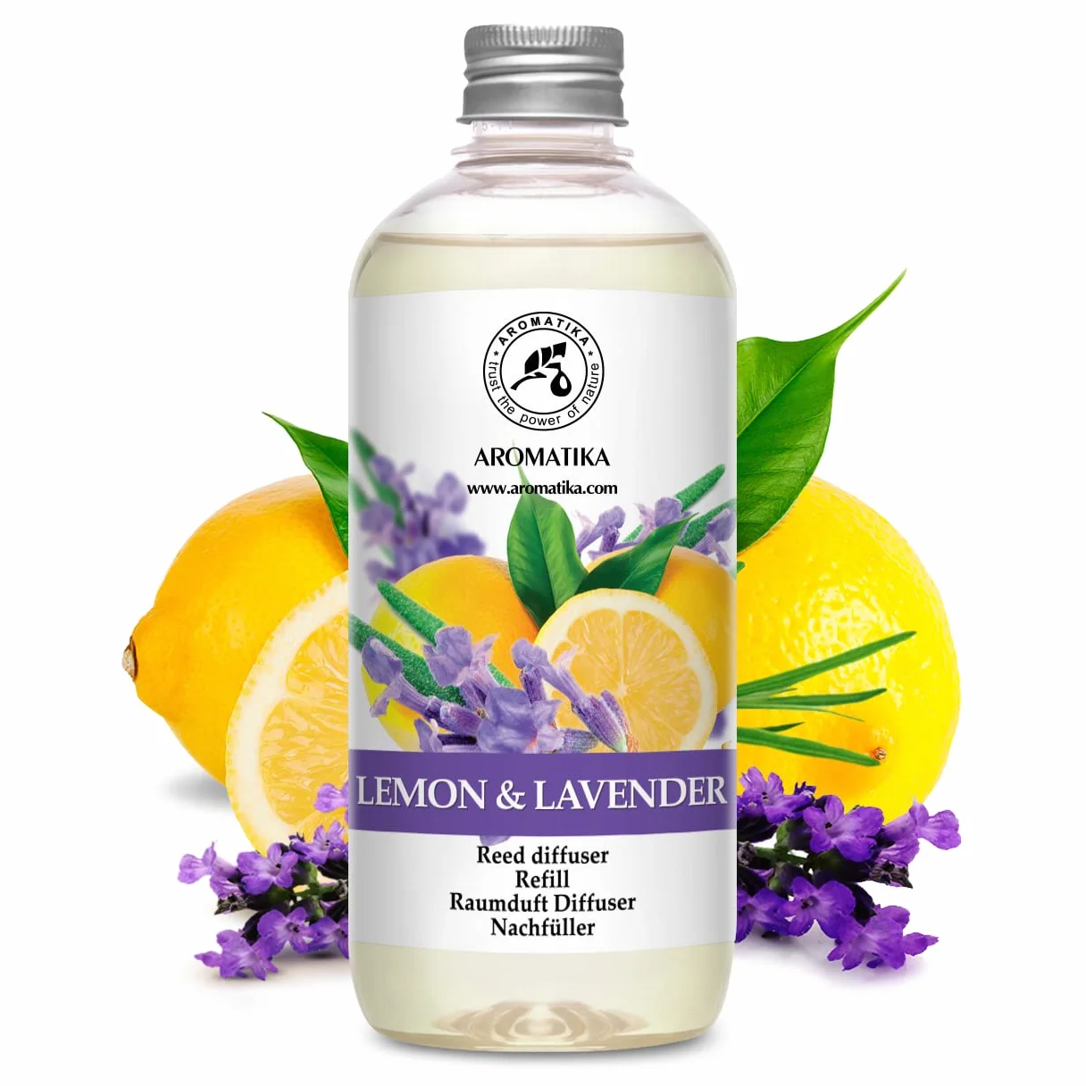 Diffuseur de Parfum Citron-Lavande 500ml - Aromathérapie - Huile Essentielle - Parfum d'Ambiance Frais et Longue Durée