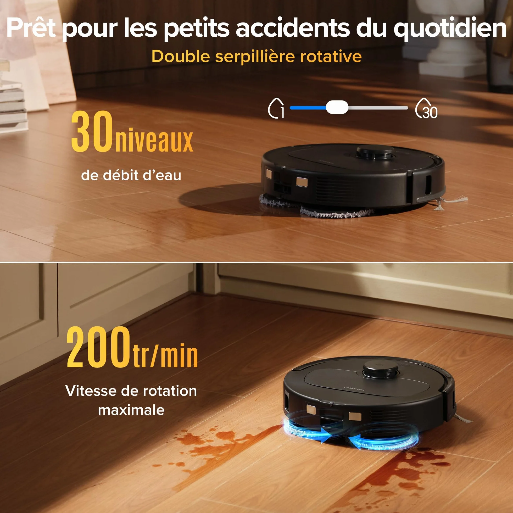 Roborock Qrevo S Pro Robot Aspirateur Laveur 18 500 Pa 45 °C Séchage à l’air Chaud 75 °C Autonettoyant